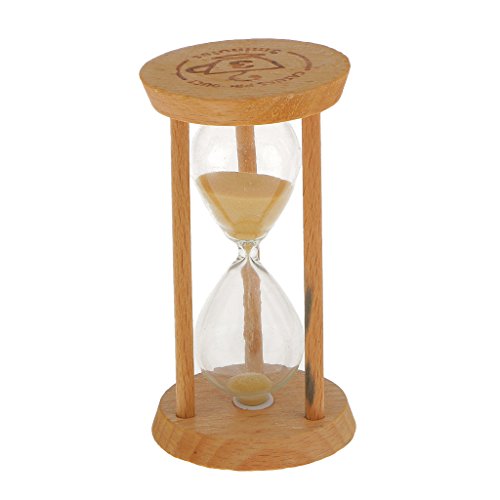 Holz Sandglass Sand Timer Sanduhr Küche Timer 3 Minuten Tisch Dekor - Gelb von Mnixy