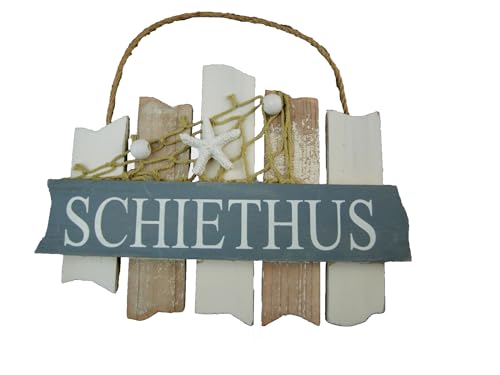Holz Türschild Schiethus Netz + Seestern 18x13cm maritime Bad Deko Schild ALT von Generic