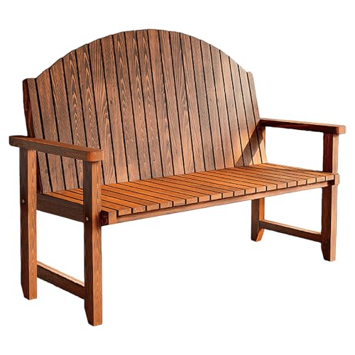 Holzbank Garten Wetterfest 2 Sitzer Parkbank mit Rückenlehne Gartenbank Balkonbank Sitzbank Schlafzimmer für Innenhof der Villa, Außenpark, Dachterrasse, Garten(Brown,120 * 50 * 90cm) von Generic