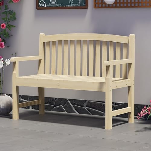 Holzbank Rustikal Outdoor Gartenbank Holz 47 Zoll Lange Verformungsfreie Ergonomische Kleine Gartenbank aus Massivem Hartholz mit Breiter Sitzfläche(Wood) von Generic