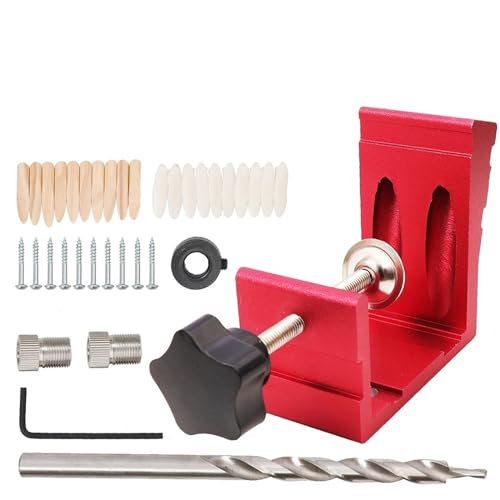 Holzbearbeitung Geneigt Loch Dübel Jig Tasche Loch Jig Kit Tischlerei Schraube Holzbearbeitung Führungen Joint Winkel Werkzeug Locator(Red) von Generic