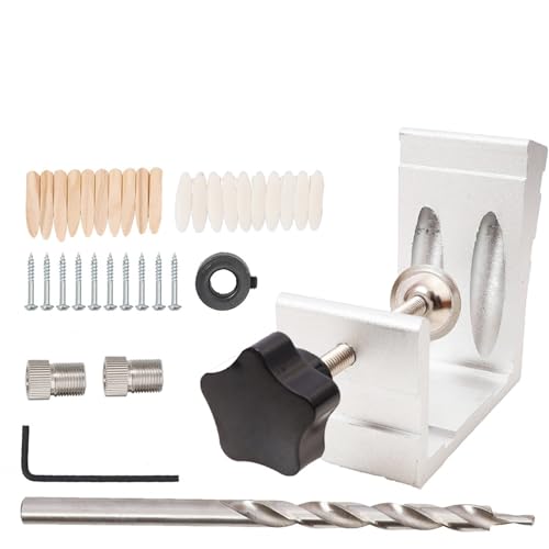 Holzbearbeitung Geneigt Loch Dübel Jig Tasche Loch Jig Kit Tischlerei Schraube Holzbearbeitung Führungen Joint Winkel Werkzeug Locator(Silver) von Generic