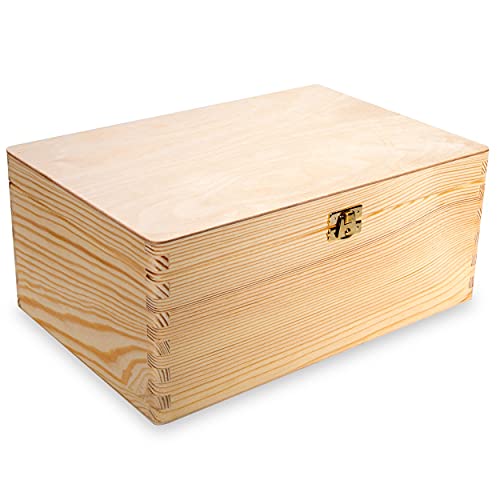 Holzbox mit Deckel Holzkiste Aufbewahrungsbox Deko 30 x 20 x 13,5 cm Holz-Kiste Naturholz Box Erinnerungsbox | Bastel- & Geschenkkiste von Generic