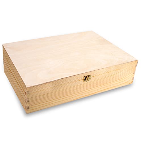 Holzbox mit Deckel Holzkiste Aufbewahrungsbox Deko 40 x 30 x 10 cm Holz-Kiste Naturholz Box Erinnerungsbox | Bastel- & Geschenkkiste von Generic