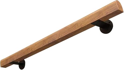 Holzhandläufe Treppengeländer Für Innenstufen, Wandtreppe Mit Robusten Metallhalterungen, rutschfeste Geländerschiene Barrierefreies Haltegriffgeländer, Korridorstützstange, 50cm von Generic