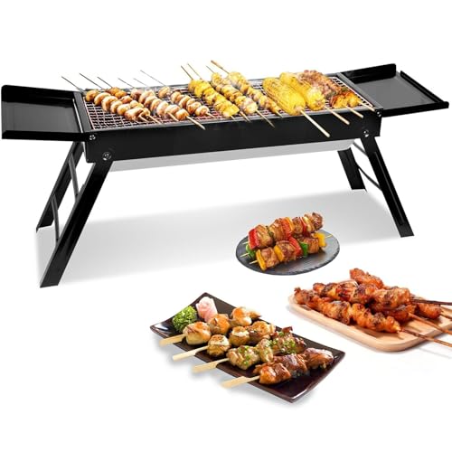 Holzkohlegrill, zusammenklappbar, Holzkohlegrill – tragbarer Grill für Wandern, Picknick, Garten und Camping von Generic