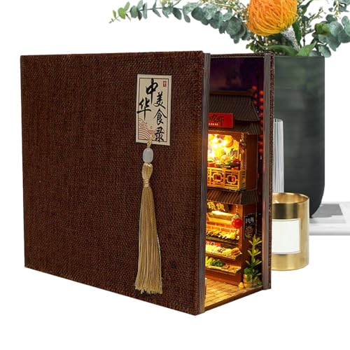 Holzpuzzletuch Bücherregaleinsatz - Miniaturbuch Nook Kit, Book Nook Bücherregal | Holzpuzzle Puppenhaus -Bücherregal -Einsatz mit Sensorlichtern, Puppenhaus -Bücherregal mit Sensorlicht Holzpuzzletuch Bücherregaleinsatz - Miniaturbuch Nook Kit, Book Nook Bücherregal | Holzpuzzle Puppenhaus -Bücherregal -Einsatz mit Sensorlichtern, Puppenhaus -Bücherregal mit Sensorlicht von Generic