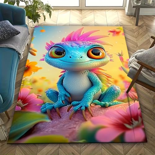 Home Area Rug Chamäleon 3D Tier Wohnzimmer Teppich Kinderteppich Weiche rutschfeste Waschbare Fußmatte Spielmatte - Anti-Ermüdungs-Teppiche Für Den Innenbereich – Pflegeleicht 200 X 300 cm -304J816U von Generic