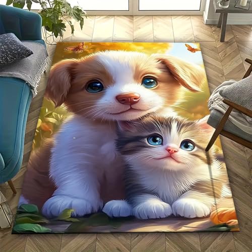 Home Area Rug Hund 3D Tier Wohnzimmer Teppich Kinderteppich Weiche rutschfeste Waschbare Fußmatte Spielmatte - Anti-Ermüdungs-Teppiche Für Den Innenbereich – Pflegeleicht 120 X 160 cm -393T556R von Generic