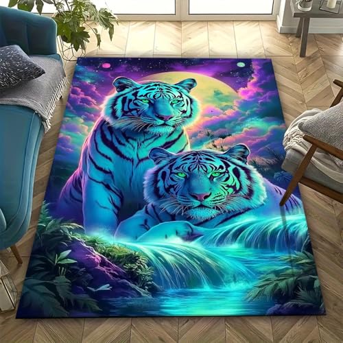 Home Area Rug Tiger 3D Tier Wohnzimmer Teppich Kinderteppich Weiche rutschfeste Waschbare Fußmatte Spielmatte - Anti-Ermüdungs-Teppiche Für Den Innenbereich – Pflegeleicht 200 X 300 cm -386U896I von Generic