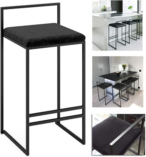 Home Küchenhocker Moderner Esszimmerstuhl Stoff Gepolsterter Stuhl Mit Schwarzen Metallbeinen, Mid Century Wohnzimmer Barstuhl Esszimmer Barhocker Für Café, Bar, Zuhause Balco, Pink, 65cm(25″) von Generic