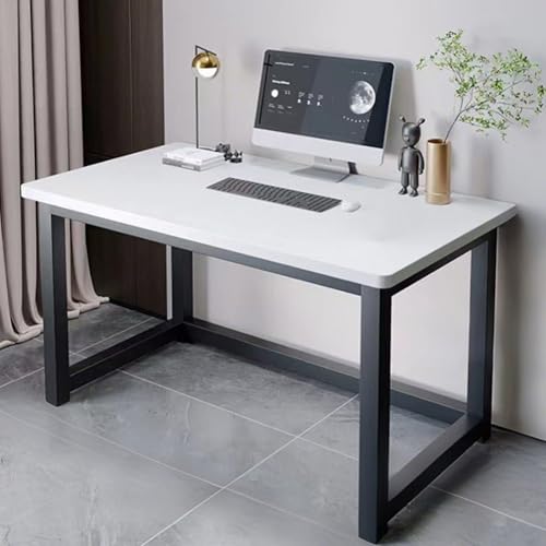 Home Office Schreibtische Stabiler PC Tisch Bürotisch Schreibtisch mit robustem Metallgestell moderner Schreibtisch im schlichten Stil for das Homeoffice(White,39.5" L x 23.6" W(100x60cm)) von Generic
