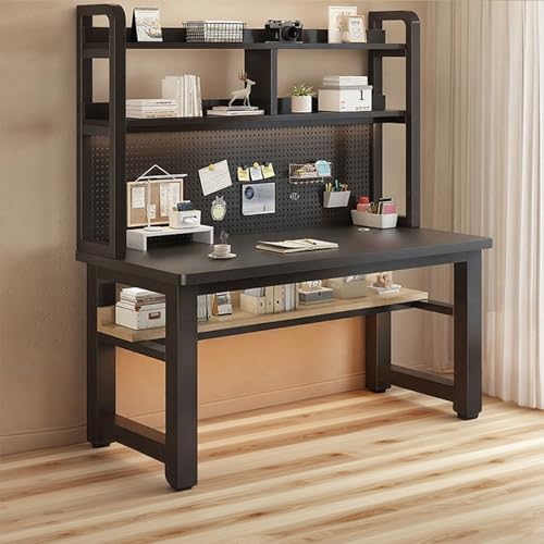 Home Office Schreibtische Stabiler PC Tisch for Gaming Industrieller Schreibtisch Mit Ablagefächern Computertisch Arbeitsplatz for Heimbüro Homeoffice(C2,51 L x 23.6" W(130x60cm)) von Generic