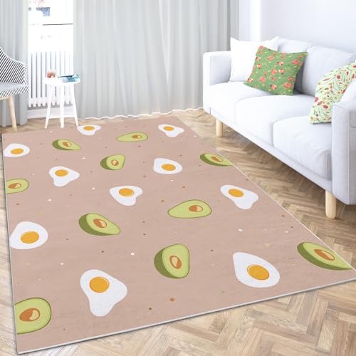 Home Teppich Papaya Und Eier 60x120 cm Teppich Wohnzimmer, Modern Flauschig rutschfest Teppiche, für Schlafzimmer, Küche, Flur, Esszimmer Waschbarer Teppich von Generic