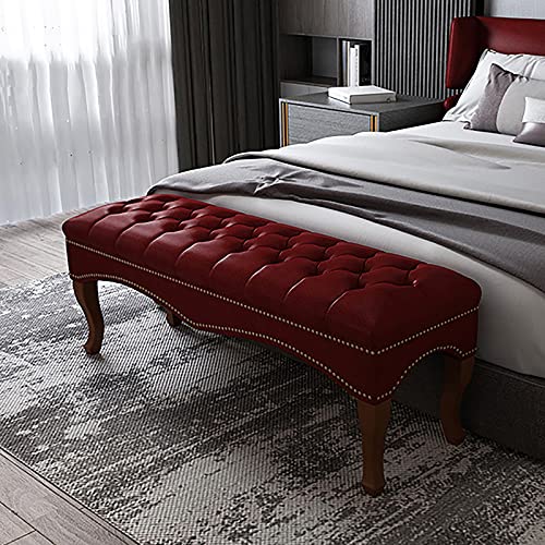 Hopeful Hochwertige Faxu Leder Bettbank Für Schlafzimmer, Gepolsterter Sitz Für Sofa Mit Massivholzbeinen, Moderner Multifunktionaler Hocker - Weiß 60x40x45cm von Generic