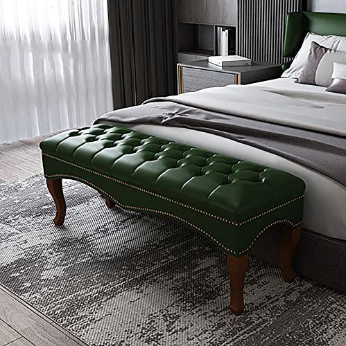 Hopeful Hochwertige Faxu Leder Bettbank Für Schlafzimmer, Gepolsterter Sitz Für Sofa Mit Massivholzbeinen, Moderner Multifunktionaler Hocker - Weiß 60x40x45cm von Generic