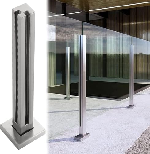 Hsf Glasbalustradenpfosten Deck Glasgeländerpfostensystem Quadratischer Balkon Glaspaneelpfosten Für Balkon- Und Terrassentreppen, Corner Post, 105cm/41.3" von Generic