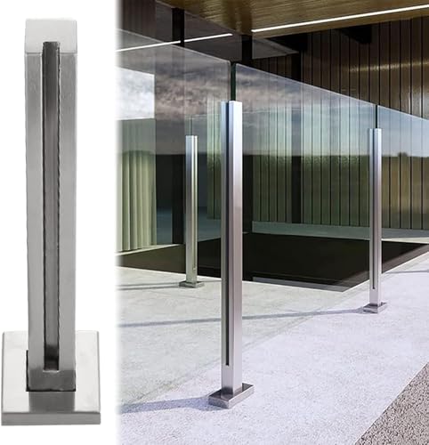 Hsf Glasbalustradenpfosten Deck Glasgeländerpfostensystem Quadratischer Balkon Glaspaneelpfosten Für Balkon- Und Terrassentreppen, End Post, 85cm/33.5" von Generic