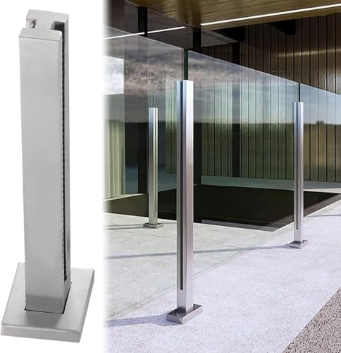 Hsf Glasbalustradenpfosten Deck Glasgeländerpfostensystem Quadratischer Balkon Glaspaneelpfosten Für Balkon- Und Terrassentreppen, Mid Post, 95cm/37.4" von Generic