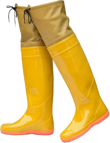 Hüft-wathosen Männer Frauen Hüft-wathosen Stiefel Zum Angeln Jagd Leichte PVC wasserdichte Hüftstiefel Outdoor Regenstiefel Kniehoch, Yellow, 4 UK Hüft-wathosen Männer Frauen Hüft-wathosen Stiefel Zum Angeln Jagd Leichte PVC wasserdichte Hüftstiefel Outdoor Regenstiefel Kniehoch, Yellow, 4 UK von Generic