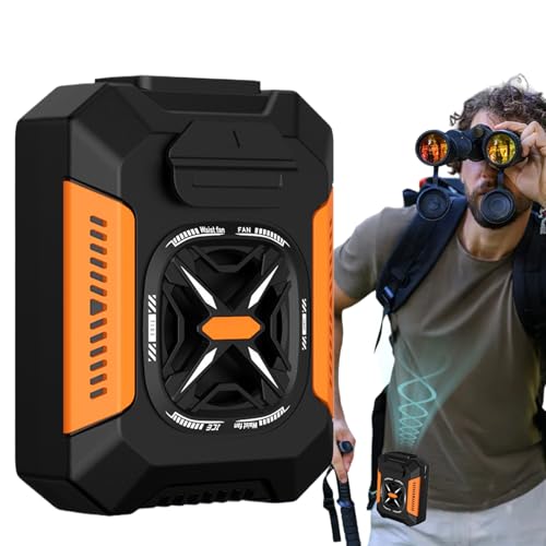 Hüftclip Ventilator | Gürtelventilator Mit Band | 4 Geschwindigkeitsstufen Kühlgerät Mit 4000mAh Akku Für Damen Herren Wanderurlaub Zuhause Camping von Generic