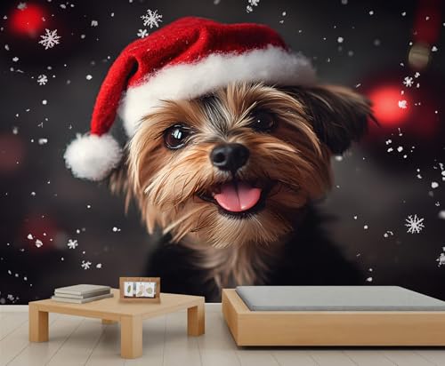 Hunde Tapeten Weihnachtsmannmütze Tapete Schlafzimmer Niedliche Wandbilder für Wohnzimmer Dunkle Dekorative Tapete Zimmer Wandbild Poster 100X70cm Hunde Tapeten Weihnachtsmannmütze Tapete Schlafzimmer Niedliche Wandbilder für Wohnzimmer Dunkle Dekorative Tapete Zimmer Wandbild Poster 100X70cm von Generic