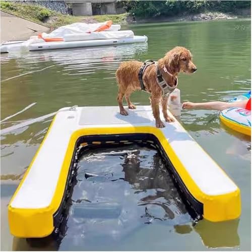 Hundebadeleiter Faltbare Rampen für Hundepools See/Anlegestelle/Boot/Meer schwimmender Hundebadeleiter rutschfeste Eva-Liegeplattform für Hunde bis 60 kg Ei(Size:150L x 100W x 15H cm,Color:Gelb) von Generic