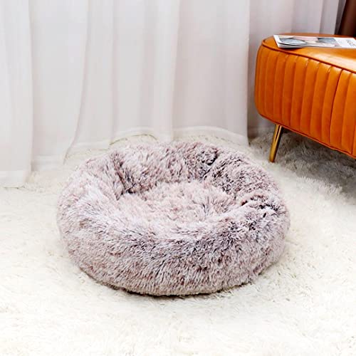 Hundebett für mittelgroße Hunde und kleine Hunde Wuscheldonut, Donut Kissen (100, Omber Khaki) von generic