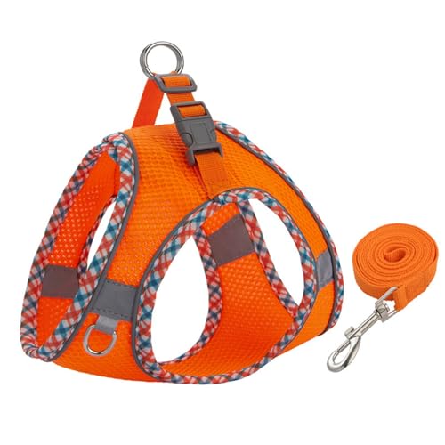 Hundegeschirr für Hunde Kätzchen, Welpengeschirr Einstellbar Harness Weste -Reflektierend, Weich Geschirr Sicher Kontrolle Brustgeschirr mit Atmungsaktiv Gepolstert (004 Orange,S) von Generic
