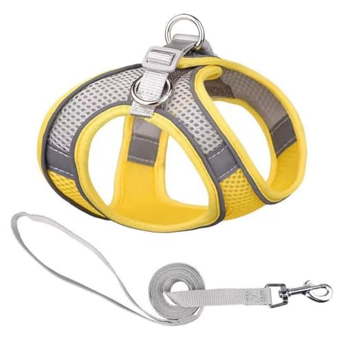 Hundegeschirr für Hunde Kätzchen, Welpengeschirr Einstellbar Harness Weste -Reflektierend, Weich Geschirr Sicher Kontrolle Brustgeschirr mit Atmungsaktiv Gepolstert (Netz Gelb,XS) von Generic