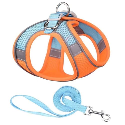 Hundegeschirr für Hunde Kätzchen, Welpengeschirr Einstellbar Harness Weste -Reflektierend, Weich Geschirr Sicher Kontrolle Brustgeschirr mit Atmungsaktiv Gepolstert (Netz Orange,2XS) von Generic