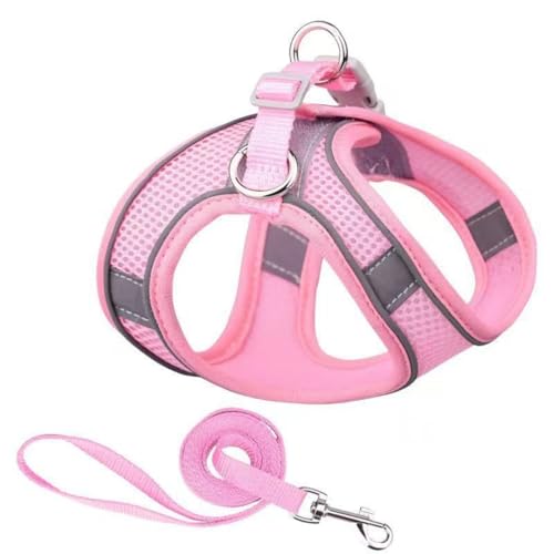 Hundegeschirr für Hunde Kätzchen, Welpengeschirr Einstellbar Harness Weste -Reflektierend, Weich Geschirr Sicher Kontrolle Brustgeschirr mit Atmungsaktiv Gepolstert (Netz Pink,L) von Generic