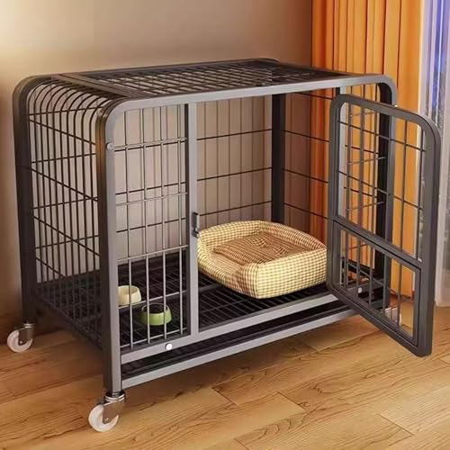 Hundekäfig Möbel Hundebox for Zuhause Große Hunde Eisenrahmen Mit Schwenkrädern und Tablett 3 Türen, in 4 Größen Erhältlich Extragroßes Haustierhaus(White,125 * 95 * 110cm) von Generic