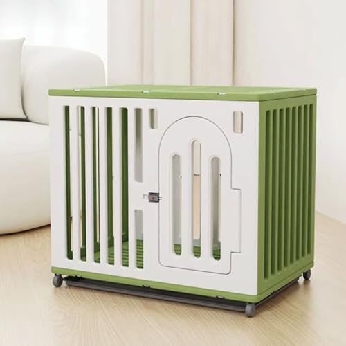 Hundelaufstall Hundetransportbox Auto Zwei Türen Mit Lenkrollen Und Tablett Leicht Zu Reinigen Katzen Transportboxen Außentürschloss Kunstharzrahmen(Green) von Generic