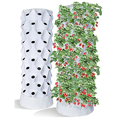 Hydroponik-Anbausystem, 80 Töpfe Hydroponik-Turm-Set Hydroponisches Anbausystem Hydroponisches Anbauset für den Innen- und Außenbereich mit Feuchtigkeitspumpen-Timer-Adapter (6 Schichten mit von Generic