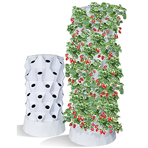 Hydroponik-Anbausystem, 80 Töpfe Hydroponik-Turm-Set Hydroponisches Anbausystem Hydroponisches Anbauset für den Innen- und Außenbereich mit Feuchtigkeitspumpen-Timer-Adapter (6 Schichten mit von Generic