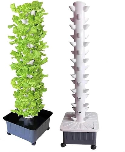 Hydroponik-Anbausystem Hydroponisches Anbauset, Hydroponik-Turm-Anbausystem für den Indoor-Garten, 15-lagiger vertikaler Hydroponik-Turm mit 45 Pflanzen, stapelbares mobiles Ökosystem, für B von Generic