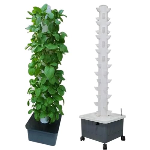 Hydroponisches Anbausystem Hydroponischer Turm-Anbausystem Indoor-Hydroponik-Anbausystem Vertikaler Anbauturm 15 Schichten 45 Pflanzen mit Pumpe und beweglichem Wassertank von Generic