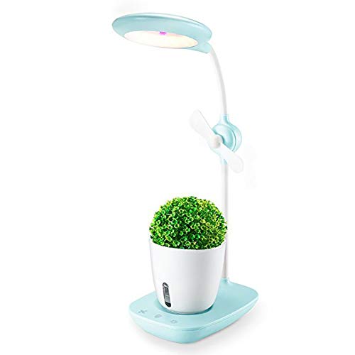 Hydroponisches Anbausystem für den Indoor-Kräutergarten, 2-in-1-Leselampe mit Augenschutz und Ventilator und sichtbarem Wasserstand, Luftreiniger auf Ihrem Schreibtisch, Blau (Blau) von Generic