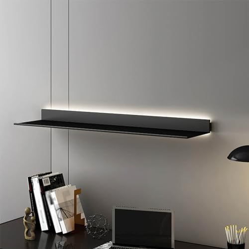 IMPREC schwebende Wandregale, Aluminiumlegierung doppelseitig wandmontiert mit LED-Licht Wandregal Kreatives Bücherregal Weinregal (Farbe: Noir, Größe: 60x15cm) von Generic