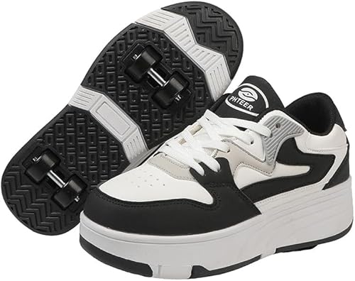 Ids Roller Sate Schuhe Für Jungen Mädchen, Sateboarding Sates Outdoor Parour Schuhe Einziehbar 4 Räder Unisex Teenager Kinder Sport Waling Laufen Sneaers, Pink, 8 UK von Generic