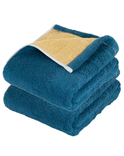 Imabari Handtuch, wendbar, klein, hergestellt in Japan, 2er-Set, dick, saugfähig, schnell trocknend, 100% (kleines Badetuch, Marineblau × Beige) von Generic