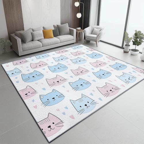 Indoor Teppichen Bunt Wohnzimmer Balkon Küchenteppich 120 x 180 cm Waschbarer Teppiche Kurzer Samt-Anti-Rutsch Bedruckter Cartoon Tier Katze Linien Deko-Teppich Indoor Teppichen Bunt Wohnzimmer Balkon Küchenteppich 120 x 180 cm Waschbarer Teppiche Kurzer Samt-Anti-Rutsch Bedruckter Cartoon Tier Katze Linien Deko-Teppich von Generic