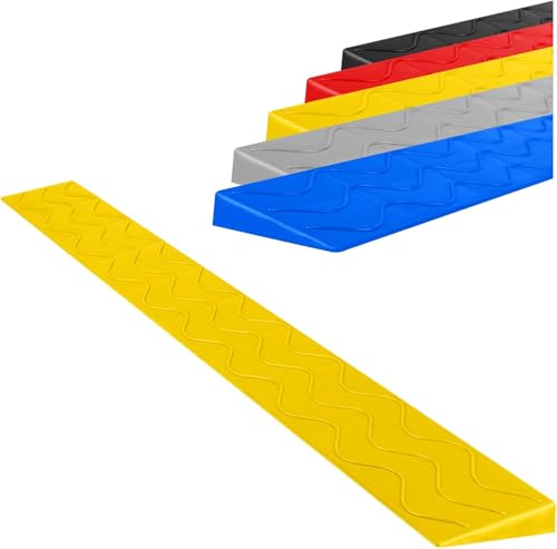 Indoor Threshold Ramps Für Türen Bordsteinrampe Tragbare Rollstuhlrampe Stufenmatte 1-10cm Rise Channel 100cm / 39,4" rutschfeste Schwelle, Yellow, 100x8x2cm(39.4x3.1x0.8inch) von Generic
