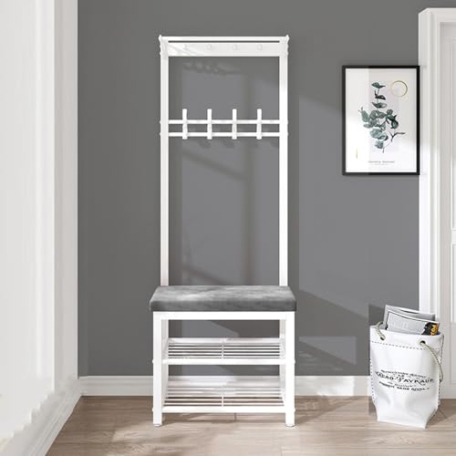 Industrial Style Coat Rack with Shoe Storage Entryway Hall Tree Unit with Bench Hooks and Shelf Freestanding Nest for Hallway and Entryway von Generic