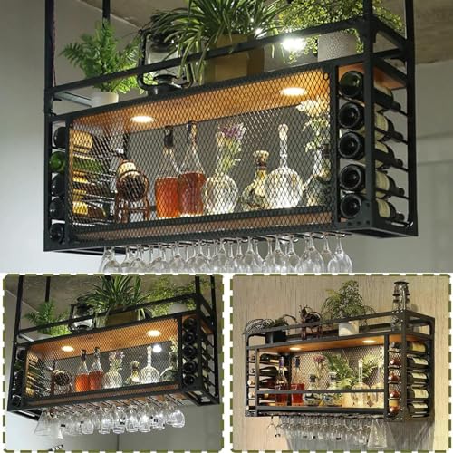 Industrielles Metall Weinregal 2 Schicht Bar Regale für Zuhause Restaurant Bars Multifunktionale Decke Weinglas Rack und Flaschenhalter Schwarz 75x30x50cm Industrielles Metall Weinregal 2 Schicht Bar Regale für Zuhause Restaurant Bars Multifunktionale Decke Weinglas Rack und Flaschenhalter Schwarz 75x30x50cm von Generic