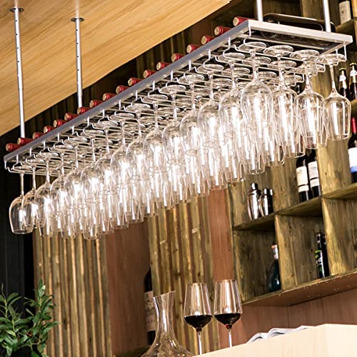 Industrielles Vintage-Weinglasregal - Retro Metall Hängender Stielglashalter Auf dem Kopf stehendes Kelchdisplay Stilvolle Bar Silber Finish 60x30cm Industrielles Vintage-Weinglasregal - Retro Metall Hängender Stielglashalter Auf dem Kopf stehendes Kelchdisplay Stilvolle Bar Silber Finish 60x30cm von Generic