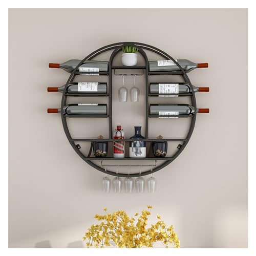 Industrielles wandmontiertes Weinregal, hängende Weinflasche Glashalter Floating Rack, runder Weinlager-Organizer aus Metall, Weinhalter, Home Bar Regale, moderner Display-Aufbewahrungshalte Industrielles wandmontiertes Weinregal, hängende Weinflasche Glashalter Floating Rack, runder Weinlager-Organizer aus Metall, Weinhalter, Home Bar Regale, moderner Display-Aufbewahrungshalte von Generic