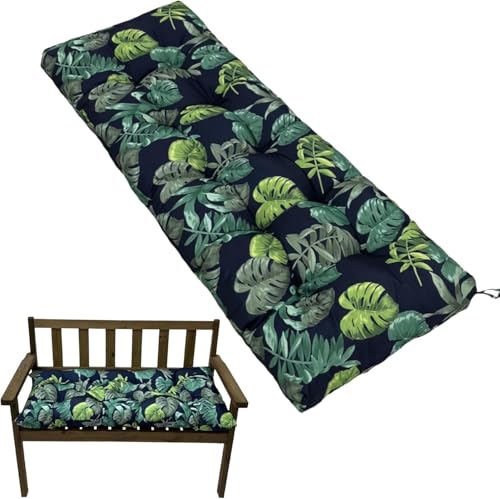 Innen/Außen wasserdichte Bankauflage 130x50 cm Mit Rutschfesten Bändern - 8cm Dickes Sitzkissen Für 2/3-Sitzer Gartenbank, Terrasse, Fensterbank Und Balkon(Tropical Leaves) von ZUOZHE