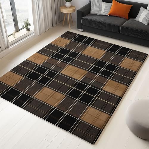 Innen Teppich Vintage Schottenkaro Kurzflor rutschfest Krabbelmatte für Wohnzimmer Kinderzimmer Schlafzimmer Boden Dekoration, Dunkelbraun Waschbar 160 x 230 cm Teppich Innen Teppich Vintage Schottenkaro Kurzflor rutschfest Krabbelmatte für Wohnzimmer Kinderzimmer Schlafzimmer Boden Dekoration, Dunkelbraun Waschbar 160 x 230 cm Teppich von Generic